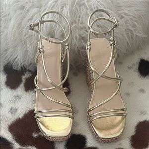 Marc Fisher Metallic Gold Wedge Sandals